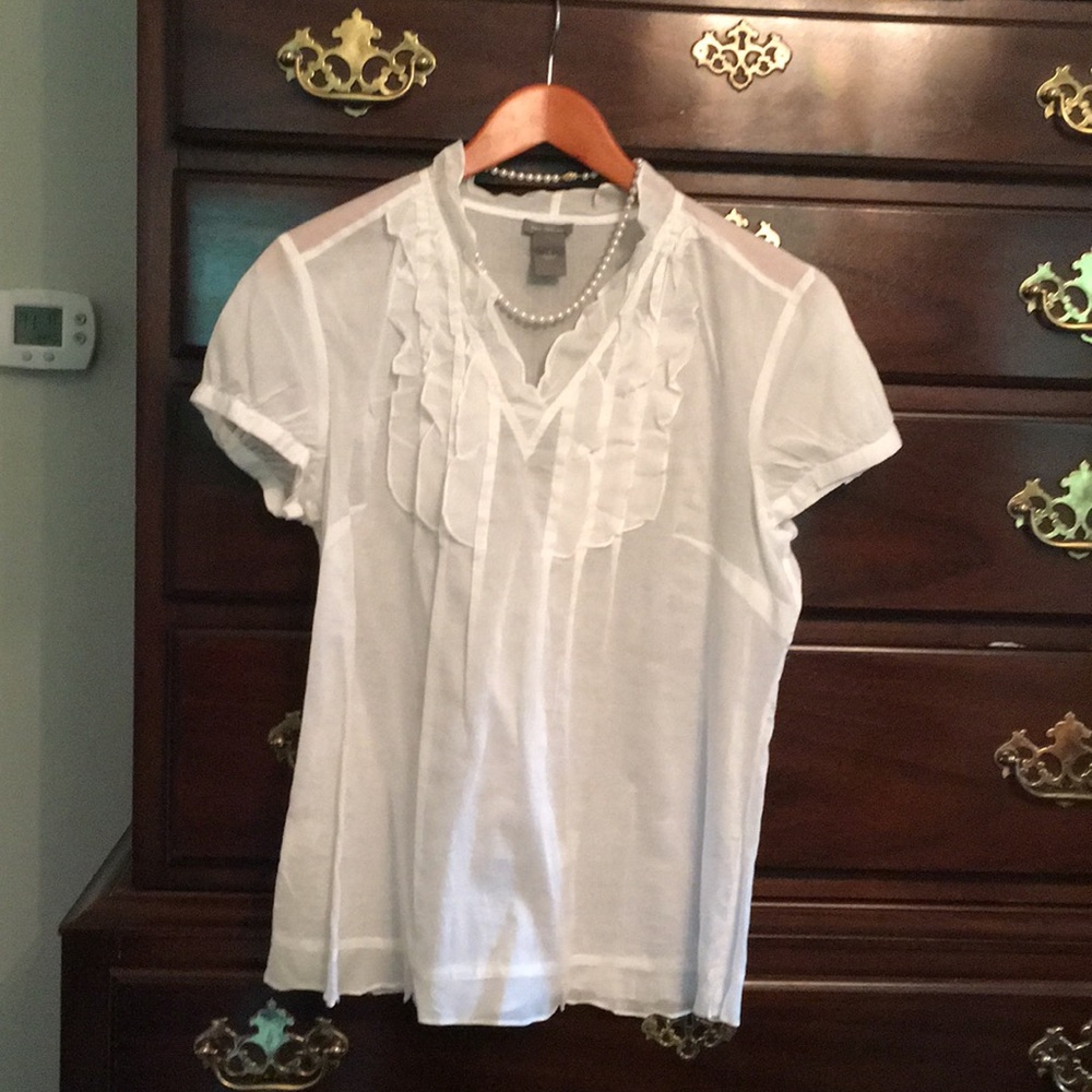 White Sheer Ann Taylor Blouse